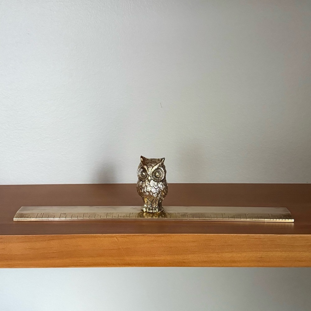 Vintage Solid Brass Owl 12” Ruler